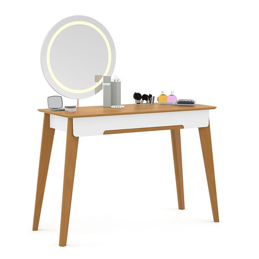 [51565] PENTEADEIRA TIFANNY LED LAQUEADO OFF WHITE/ FREIJO/ ECO WOOD MATIC. 51565