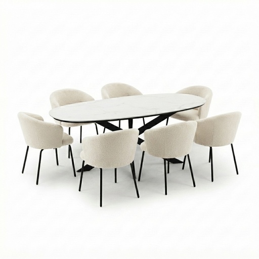 [ARK-DC7094 + ARK-DC23016-02] TABLE SALLE A MANGER ARK-DC7094+ 06 CHAISES ARK-DC23016 COL 02 ARKEMIX