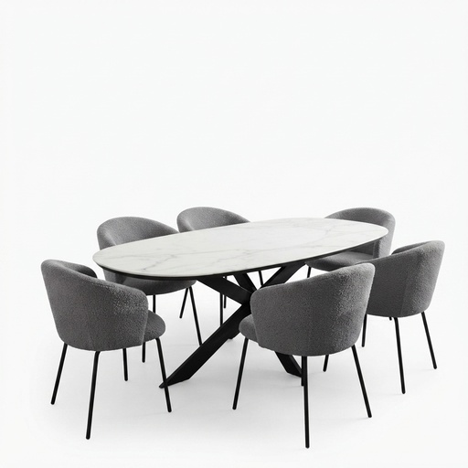 [ARK-DC7094 + ARK-DC23016-11] TABLE SALLE A MANGER ARK-DC7094 + 6 CHAISE ARK-DC23016 COL 11 ARKEMIX
