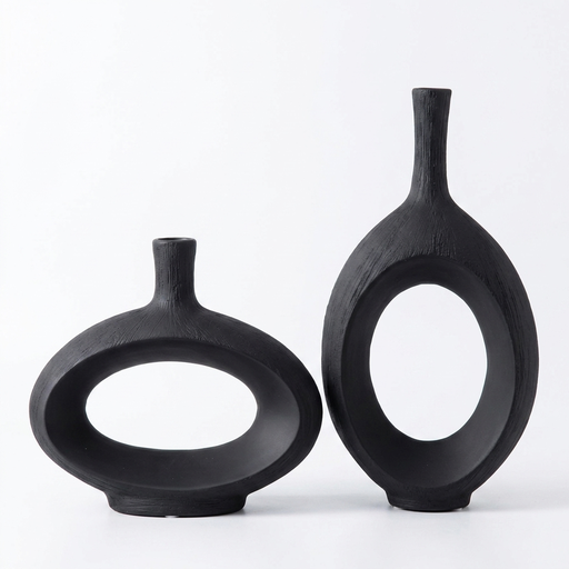 [HP513] DC. HP513 LOT DE 2 VASE DONUT NOIR