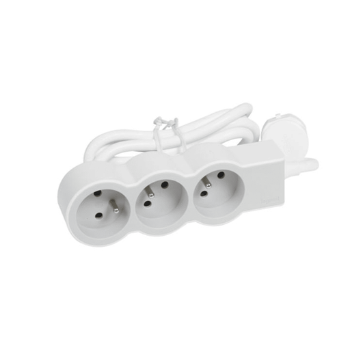 [049470] 049470 RALLONGE MULTIPRISE A PUIT 1,5m EXTRA PLATE 3X2P+T 230V 3500W 16A BLC GRIS CLAIR LE GRAND 