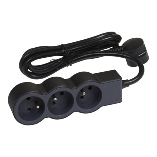 [049472] 049472 RALLONGE MULTIPRISE A PUIT 1,5m EXTRA PLATE 3X2P+T 230V 3500W 16A NOIR GRIS FONCE LE GRAND 