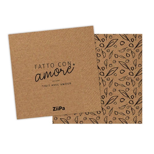 [ZIIPA22-022] ZIIPA22-022 20 SERVIETTES KRAFT FATTO CON AMORE