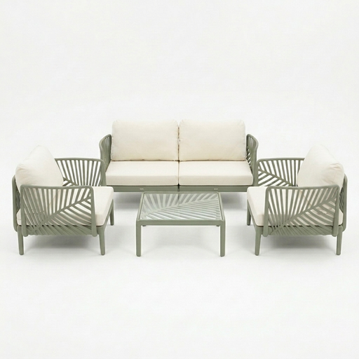[ARK813-9] MB. ARK813-9 PP frame with anti-UV waterproof cushions and pillow stemper glass table topfo ARKEMIX 