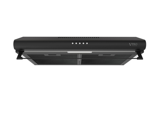 [VPHTE60BK] VPHTE60BK HOTTE ASPIRANTE 60CM NOIR - 3 VITESSES - PUISSANCE 200M3/H - ECLAIRAGE LED -FILTRE CHARBON + MAILLE - 80W BRAND VPRO FRANCE
