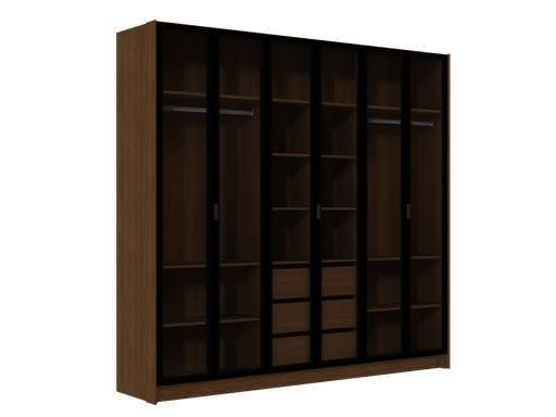 [VEN16-163] MB. VEN16-163 VENEZA - ARMOIRE À 6 PORTES AVEC 6 PORTES EN VERRE FUMÉ ET 3 TIROIRS (SANS MIROIR NI PIEDS) PRIMAVERA 