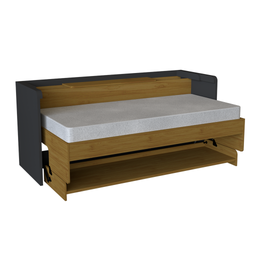 MB. FHSO-188 FIRST - LIT SIMPLE / BUREAU AVEC COFFRE, PRISE DE LECTURE ET PORTS USB-C AVEC VERROUILLAGE DE SÉCURITÉ, BASE DE LIT RÉVERSIBLE DE COULEUR POUVANT ÊTRE UTILISÉE COMME TABLEAU PRIMAVERA 